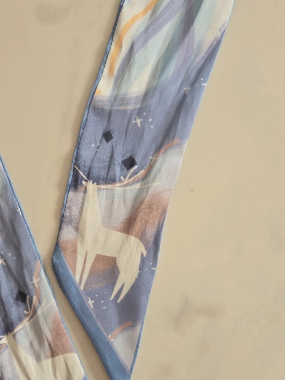 Blue Multicolor Silk Like Scarf Tie - Women Accessories, GUC, Unbranded